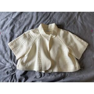 Calvin Klein Cream Croc Embossed Metallic Cropped Bolero Jacket Short Sleeve M
